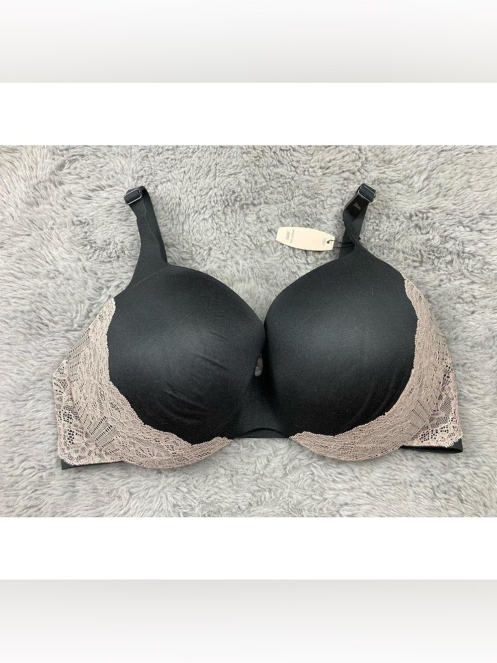 Victoria’s Secret black lined demi with lace detail bra